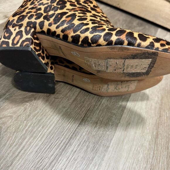 Dolce Vita Ankle Bootie Womens 7 Tan/Brown Cheetah Leopard Print Cow Fur Boots - Picture 5 of 10